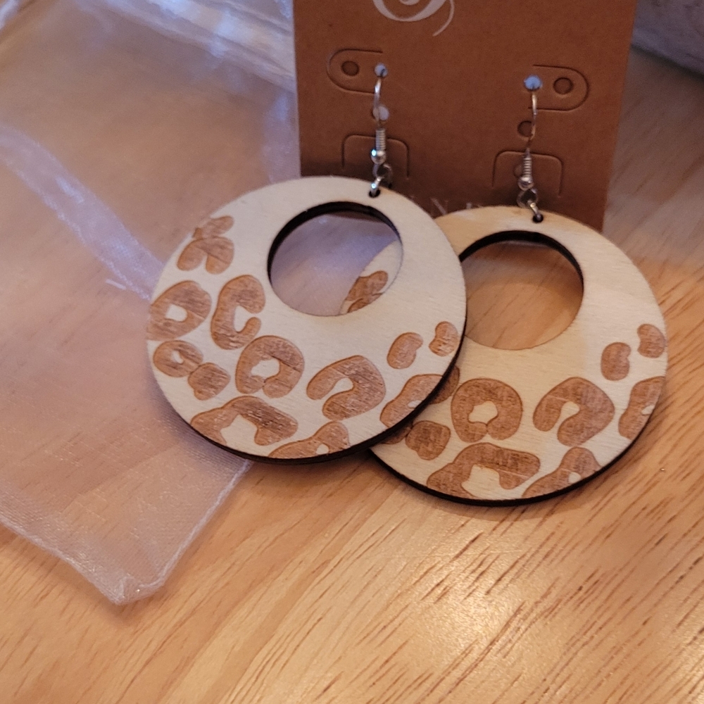 Plunder Leopard lightweight wood earrings